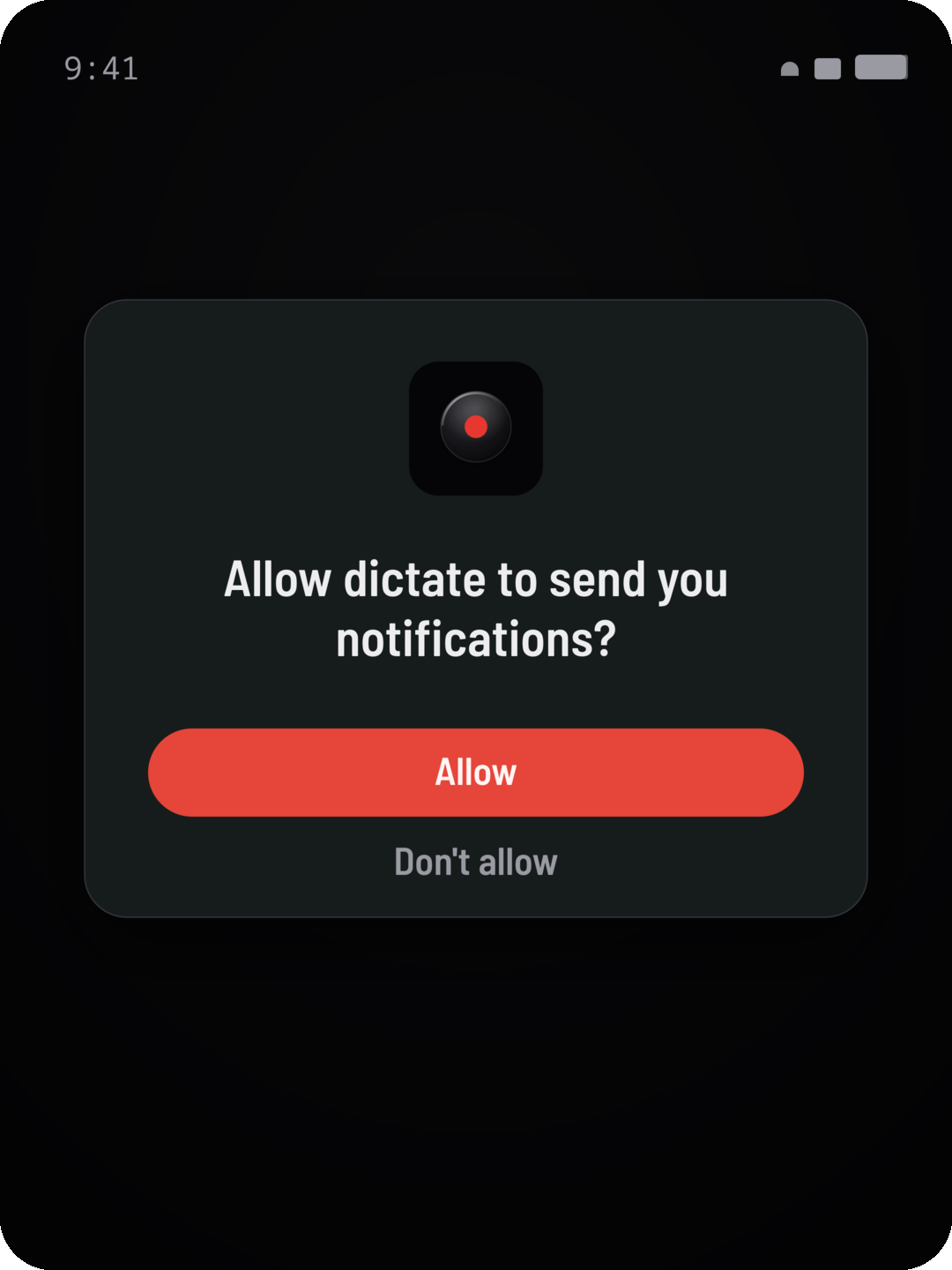 Android notifications permission dialog for dictate